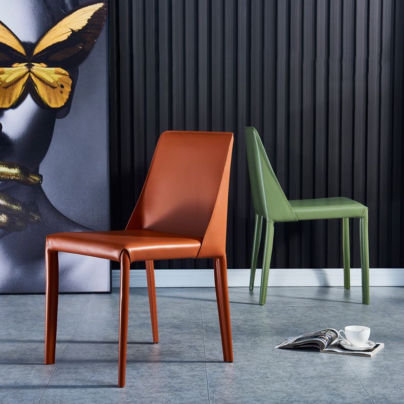 Scandinavian Leather Dining Chairs Solid Back Armless Dining Side Chairs Clearhalo ' kitchen&dining_furn' 'Dining Chairs' 'Dining Tables & Seating' 'dining_chair' 'furn' 'furn_dining_chair' 'Furniture' 'furniture_dining_chair' 'Kitchen & Dining Furniture' 'kitchen' 1200x1200_fc6ad6f1-c536-4979-954e-f54aa527dbd0