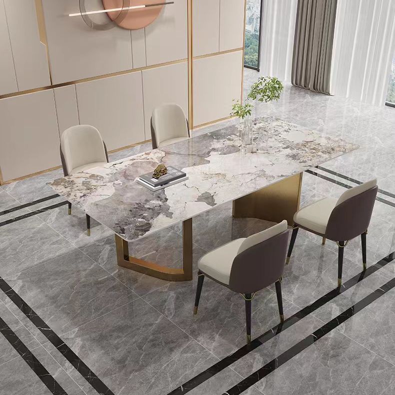 Ensemble de table à manger beige haut brillant