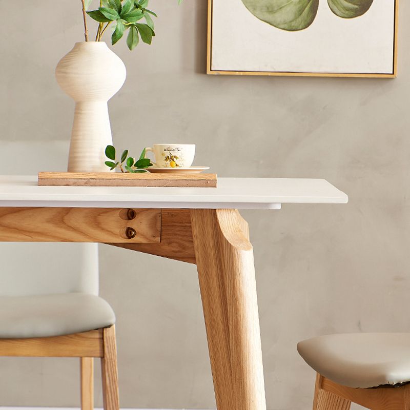 Modern Style Rectangle Table Sintered Stone Table with Wood Legs for Kitchen Clearhalo 'Dining Tables & Seating' 'Dining Tables' 'dining_table' 'furn' 'furn_dining_table' 'Furniture' 'Kitchen & Dining Furniture' 1200x1200_fc6eb8ff-33cc-41e9-b293-6c7ddd9c6ee6