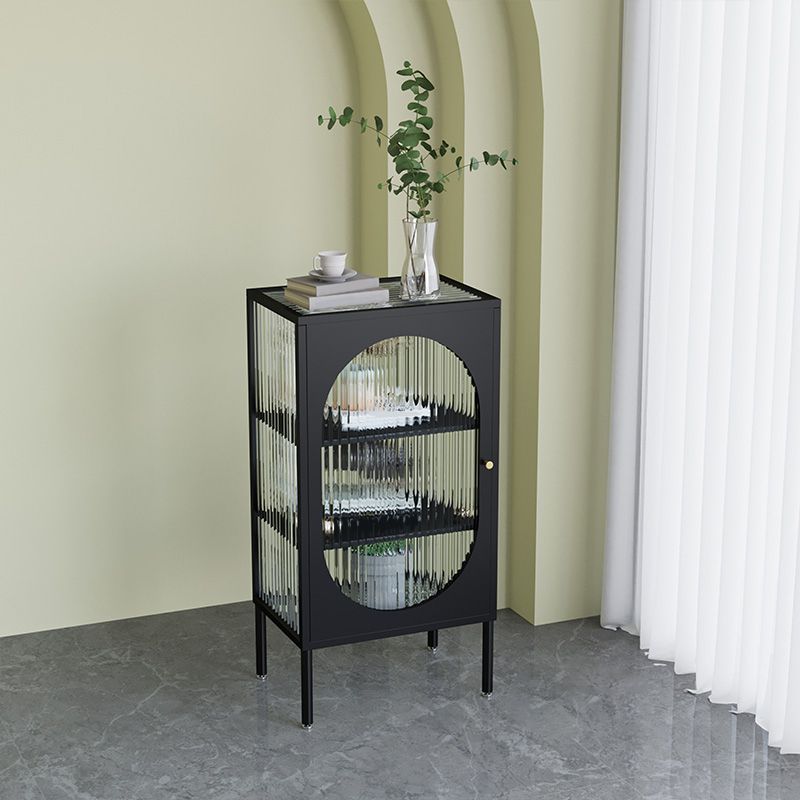 Contemporary Metal Curio Cabinet Glass Doors Hutch Buffet with Door Clearhalo 'Display & China Cabinets' 'display_china_cabinets' 'furn' 'furn_display_china_cabinets' 'Furniture' 'Kitchen & Dining Furniture' 1200x1200_fc7056de-b01d-464e-b16b-be6b5c097266