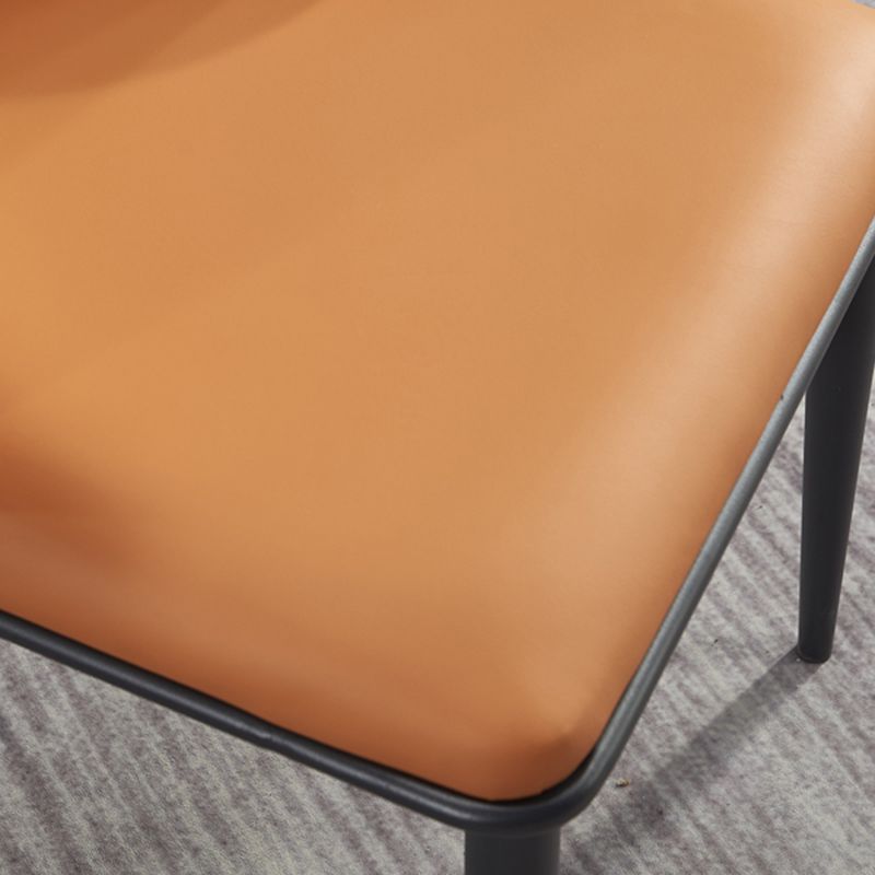 Modern Upholstered Dining Arm Chair Faux Leather and Metal Dining Chair