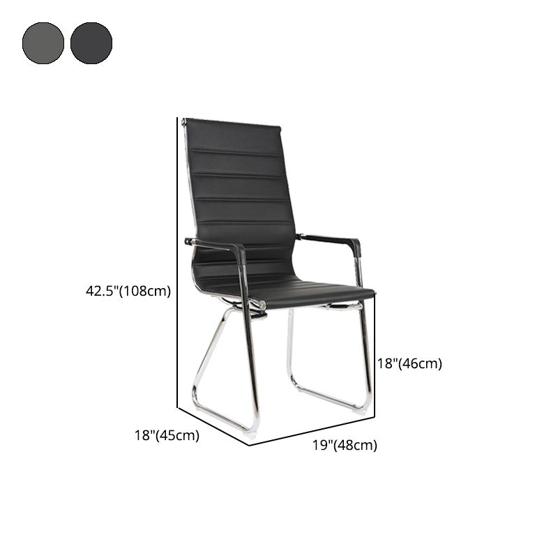 Silver Metal Modern Conference Chair Mid-Back / High Back Mesh and Leather Chair Clearhalo 'furn' 'furn_office_chair' 'Furniture' 'Office Chairs' 'Office Furniture' 'office_chair' 1200x1200_fc73b6d3-939e-468f-8d03-1a7e68c87594