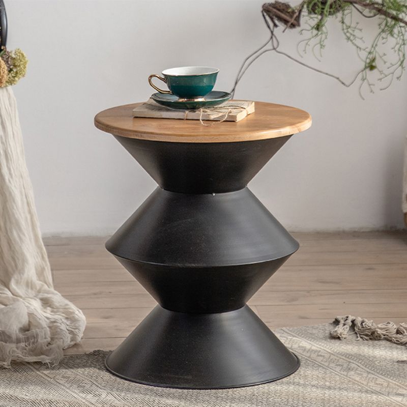 Round Solid Wood Top Coffee Table Iron Pedestal Cocktail Table Clearhalo 'Coffee & Accent Tables' 'Coffee Tables' 'coffee_tables' 'furn' 'furn_coffee_tables' 'Furniture' 'Living Room Furniture' 1200x1200_fc7414d2-a2d5-4e7f-8ac6-2e232e53a2bc