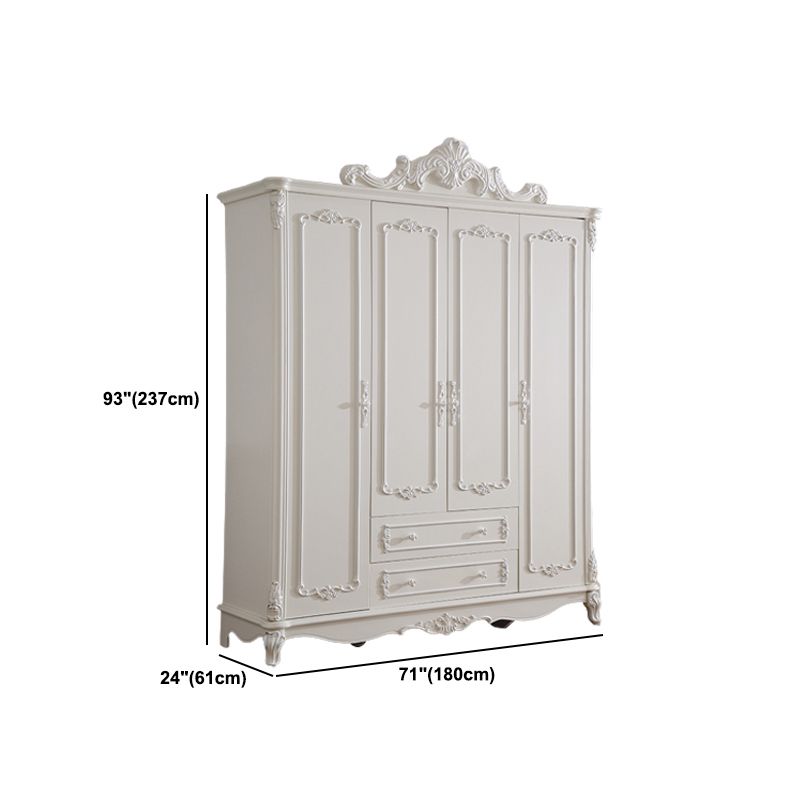 Traditional Wardrobe Armoire White Wooden Wardrobe Cabinet with Legs Clearhalo 'Armoires & Wardrobes' 'armoires_wardrobes' 'Bedroom Furniture' 'furn' 'furn_armoires_wardrobes' 'Furniture' 1200x1200_fc75a57f-58d1-4eeb-b2d6-93ac907949a2
