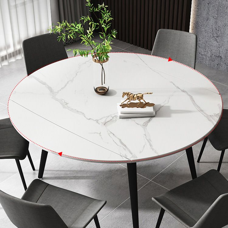 Round 4-foot Dining Site Table Simplicity Style Stone Drop-Leaf Dinette Table for Home Clearhalo ' dining_table' 'Dining Tables & Seating' 'Dining Tables' 'Furniture' 'furniture_dining_table' 'Kitchen & Dining Furniture' 'kitchen&dining_furn' 'kitchen' 'kitchen_dining_table' 1200x1200_fc782192-90c5-4b65-a92c-e89f5293b4f2