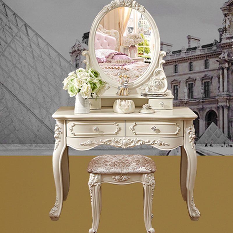 Victorian Solid Artificial Wood Vanity Dressing Table 4 Drawer Makeup Vanity Desk Clearhalo 'Bedroom Furniture' 'furn' 'furn_makeup_vanities' 'Furniture' 'Makeup Vanities' 'makeup_vanities' 1200x1200_fc7871a6-4856-4ba0-a7f1-3cbdae09c3fd