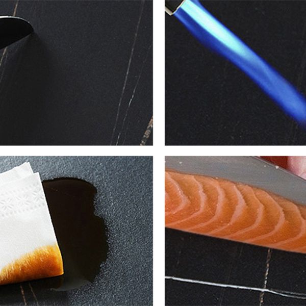 Sideboard in stile glam Sideboard di sala da pranzo in pietra con porte di vetro