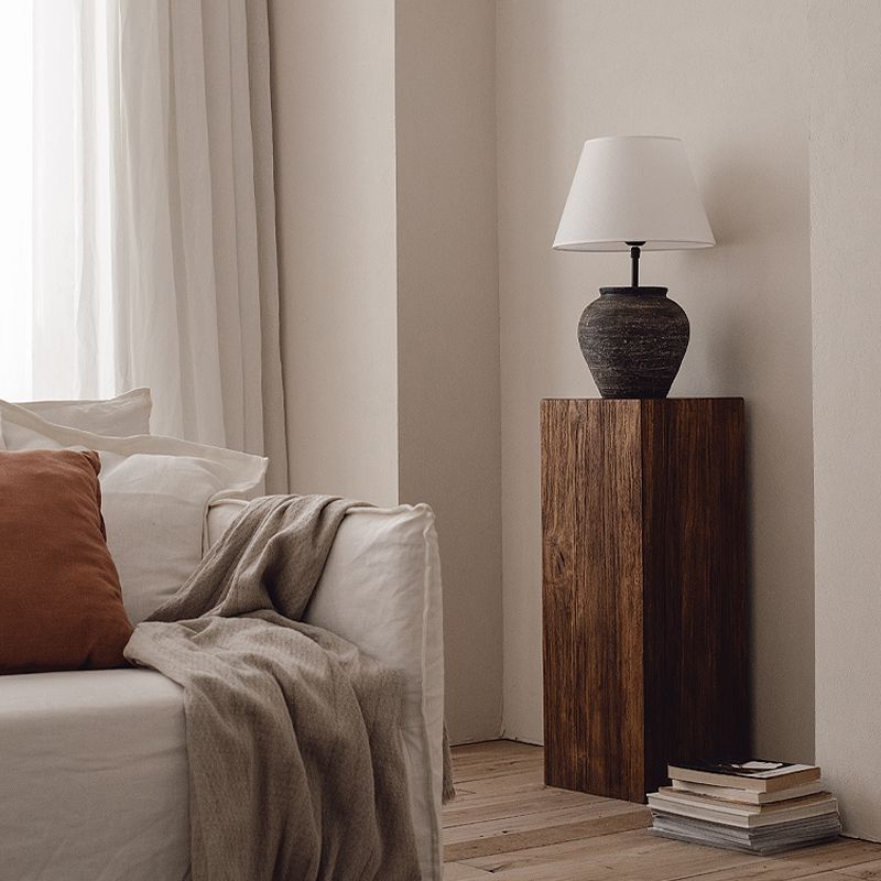 Rectangular Side Table Wooden Modern Tree Stump End Table for Bedroom