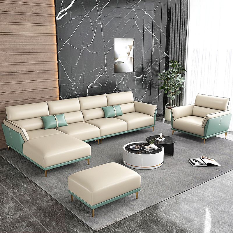 Sofa sectionnel en cuir authentique 36,22 "High Green Sofa pour le salon