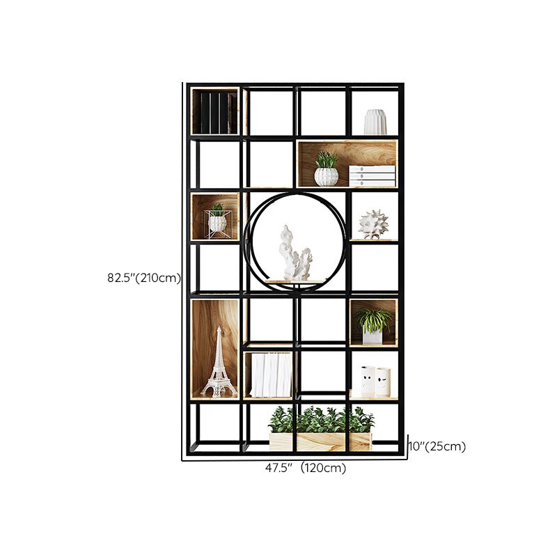 Metal and Wooden Home Shelf Bookcase Vertical Open Brown Book Shelf with Shelves