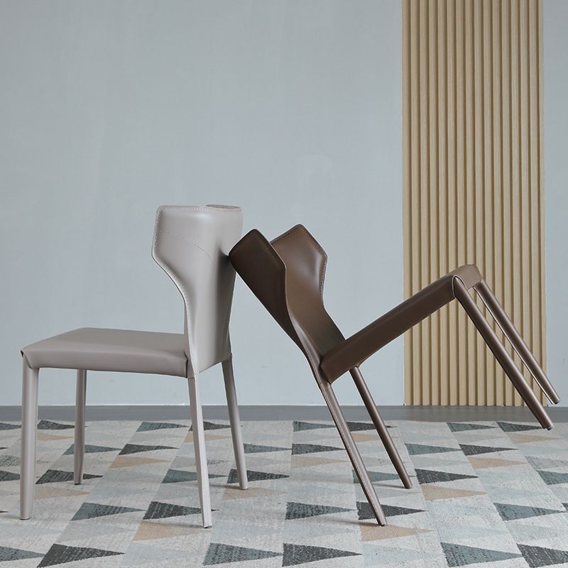 Contemporary Leather Dining Room Chair Wingback Side Armless Chair for Home Use Clearhalo 'Dining Chairs' 'Dining Tables & Seating' 'dining_chair' 'furn' 'furn_dining_chair' 'Furniture' 'Kitchen & Dining Furniture' 1200x1200_fc805557-c24b-4f18-abc9-e045e05b9f11