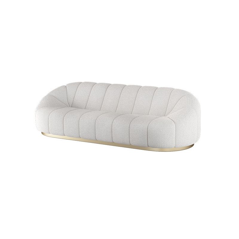 Contemporary Wool Standard Sofa, Sloped Arm Sewn Pillow Back Seating in White