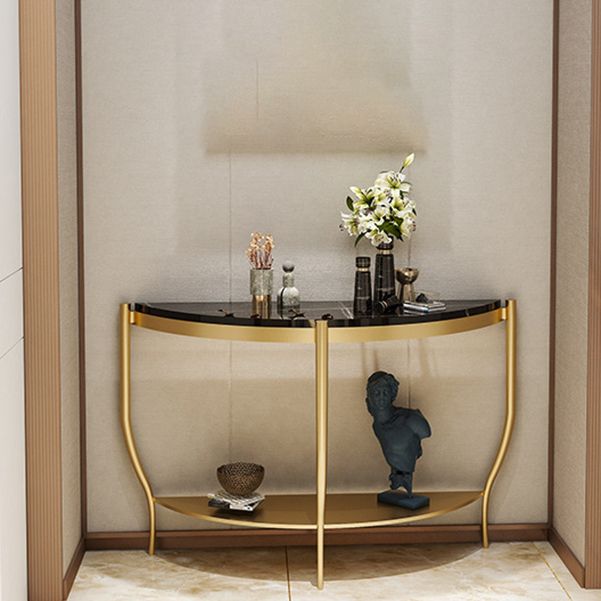 Marmor Half Moon Konsole Tabelle 2-Shelf 33,46 "hoher Akzenttisch für die Halle