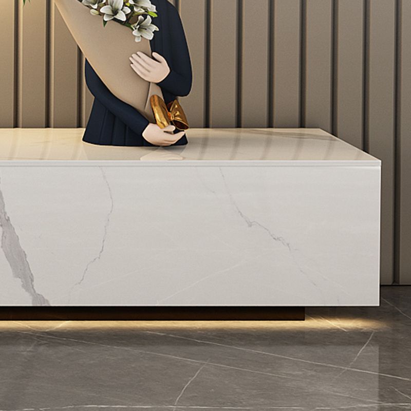 9.06 "H -TV -Ständer zeitgenössischer Stil weiße geschlossene Speicher -TV -Konsole mit Schubladen