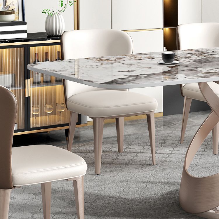 Glam Dining Table Set 1/4/5/7 Pieces Stone Dining Furniture with Chairs Clearhalo 'Dining Room Sets' 'Dining Tables & Seating' 'dining_room_set' 'furn' 'furn_dining_room_set' 'Furniture' 'Kitchen & Dining Furniture' 1200x1200_fc80db6d-88ab-4e19-b400-a53fdc87aa80
