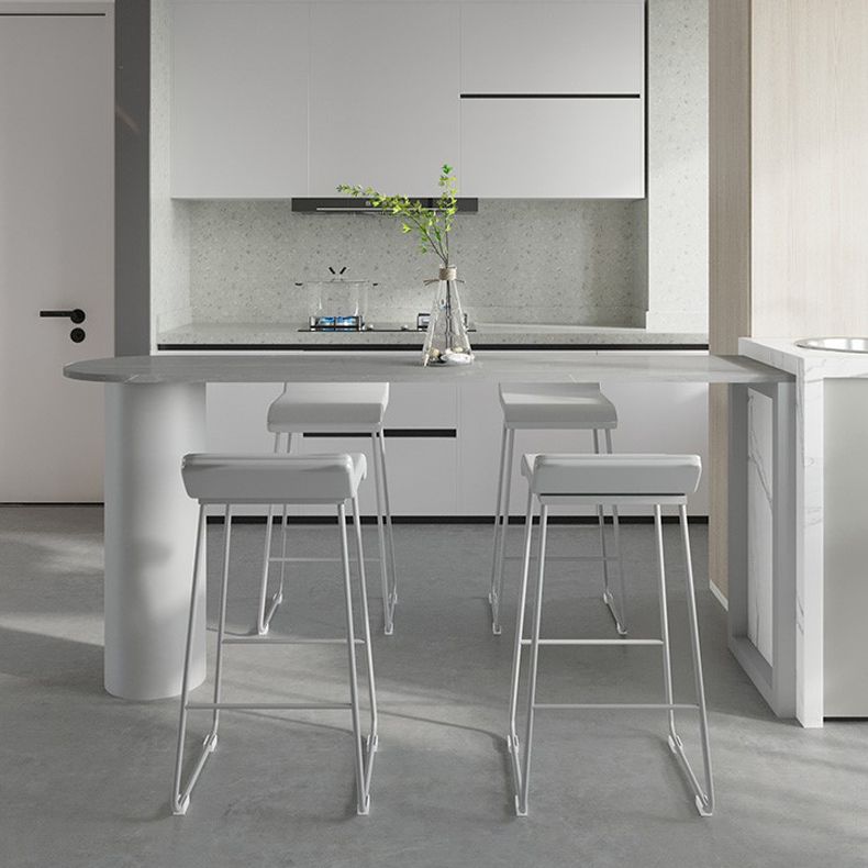 PUレザーバースツールインダストリアルメタルアームレスバースツールとフットレスト