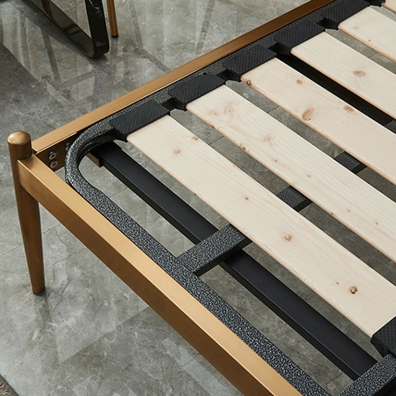 Glam Metal Slat Bed with Headboard Standard Bed with Metal Legs in Gold Clearhalo 'Bedroom Furniture' 'Beds' 'furn' 'furn_beds' 'Furniture' 1200x1200_fc8469c5-3f8b-45d3-8c85-bc798e787bb3