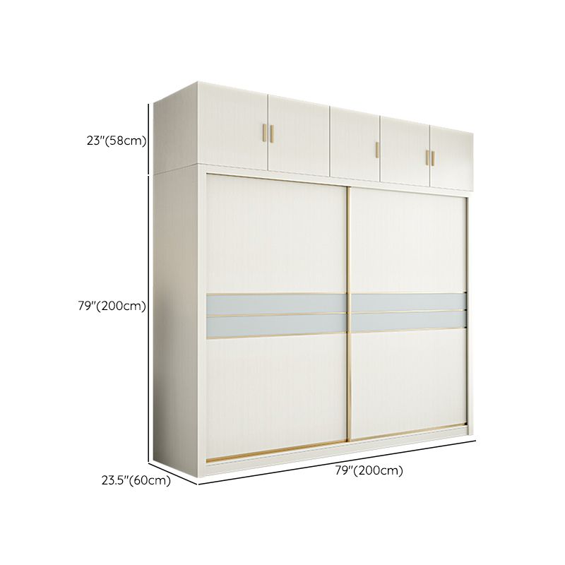 Contemporary Freestanding Wood Wardrobe Sliding Soft Close Doors in White Clearhalo 'Armoires & Wardrobes' 'armoires_wardrobes' 'Bedroom Furniture' 'furn' 'furn_armoires_wardrobes' 'Furniture' 1200x1200_fc86318f-5f0a-4410-860d-9d7d5ad11bcc