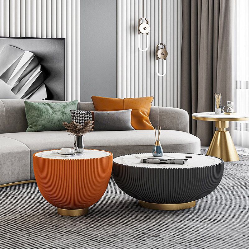 Slate Round Coffee Table Pedestal Minimalist Coffee Table for Living Room Clearhalo 'Coffee & Accent Tables' 'Coffee Tables' 'coffee_tables' 'furn' 'furn_coffee_tables' 'Furniture' 'Living Room Furniture' 1200x1200_fc86c3b3-f5bb-493f-872b-5344277aba4e