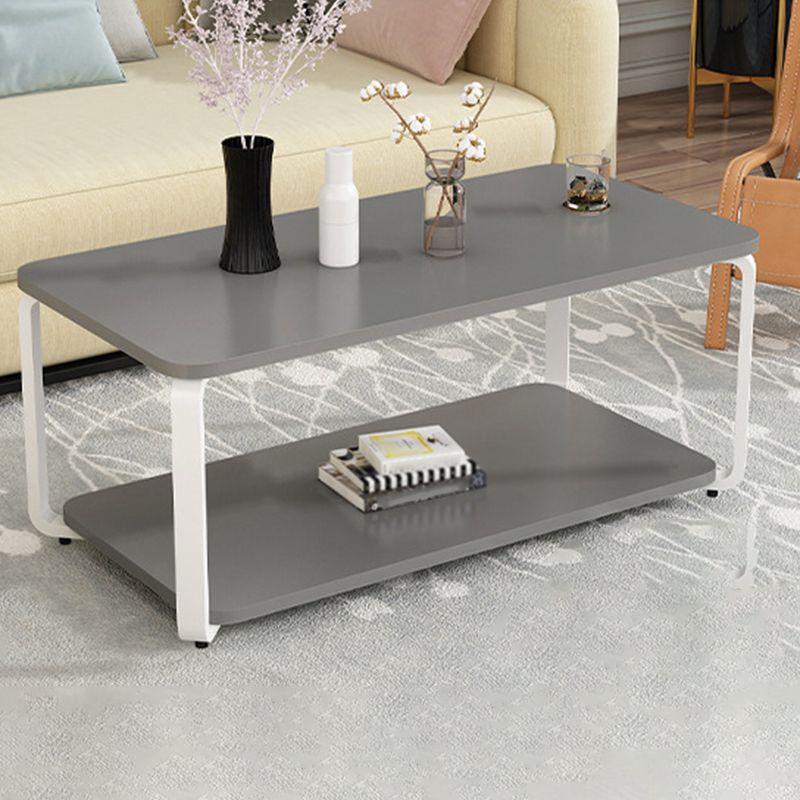 Modern Metal 4 Legs Cocktail Table with Shelf Rectangle Coffee Table Clearhalo 'Coffee & Accent Tables' 'Coffee Tables' 'coffee_tables' 'furn' 'furn_coffee_tables' 'Furniture' 'furniture_coffee_tables' 'Living Room Furniture' 1200x1200_fc8730e1-a6b1-4cf1-a47e-18b7f0f8f3f9