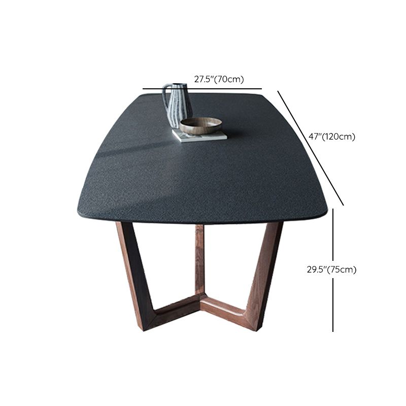 Tavolo da dinette in pietra nera con telaio in legno tavolo da pranzo rettangolo per casa