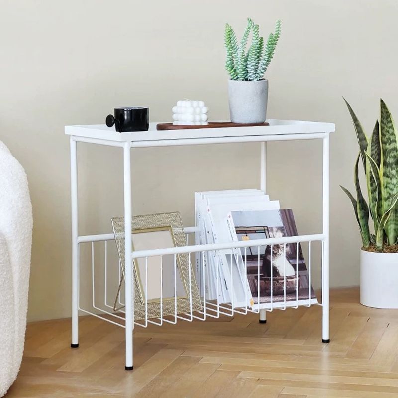 Comodino da letto in metallo moderno scaffale di stoccaggio aperto incluso tavolo notturno con gambe