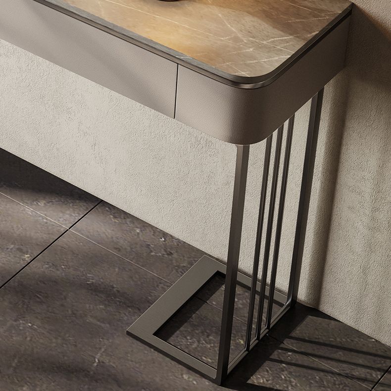 Modern Accent Table Half Moon Shape Stone Console Table for Hall , 14 inch Wide