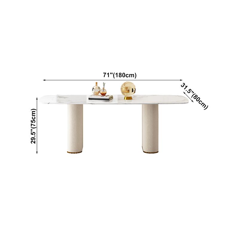 Sintered Stone Top Modern White Table for Restaurant Oval Dining Table Double Pedestal Clearhalo 'Dining Tables & Seating' 'Dining Tables' 'dining_table' 'furn' 'furn_dining_table' 'Furniture' 'furniture_dining_table' 'Kitchen & Dining Furniture' 'kitchen' 'kitchen_dining_table' 1200x1200_fc891c36-cf96-469f-91db-47fa4df5e4db