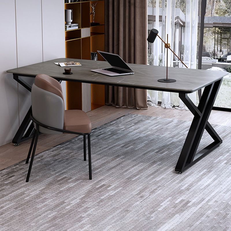 Bureau d'écriture de traîneau en pierre industrielle bureau de bureau en métal rectangulaire