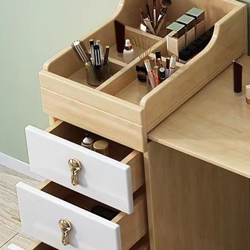 Mirror & 4 Drawers Makeup Vanity Nordic Solid Wood Dressing Table Clearhalo 'Bedroom Furniture' 'furn' 'furn_makeup_vanities' 'Furniture' 'Makeup Vanities' 'makeup_vanities' 1200x1200_fc89862c-bd18-4e70-81c0-5b06d832e1cc