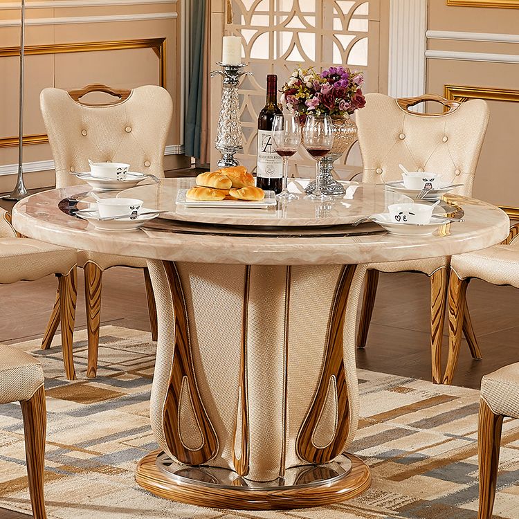 Table à manger en faux marbre, table de dîner sur pied rond pour salle à manger