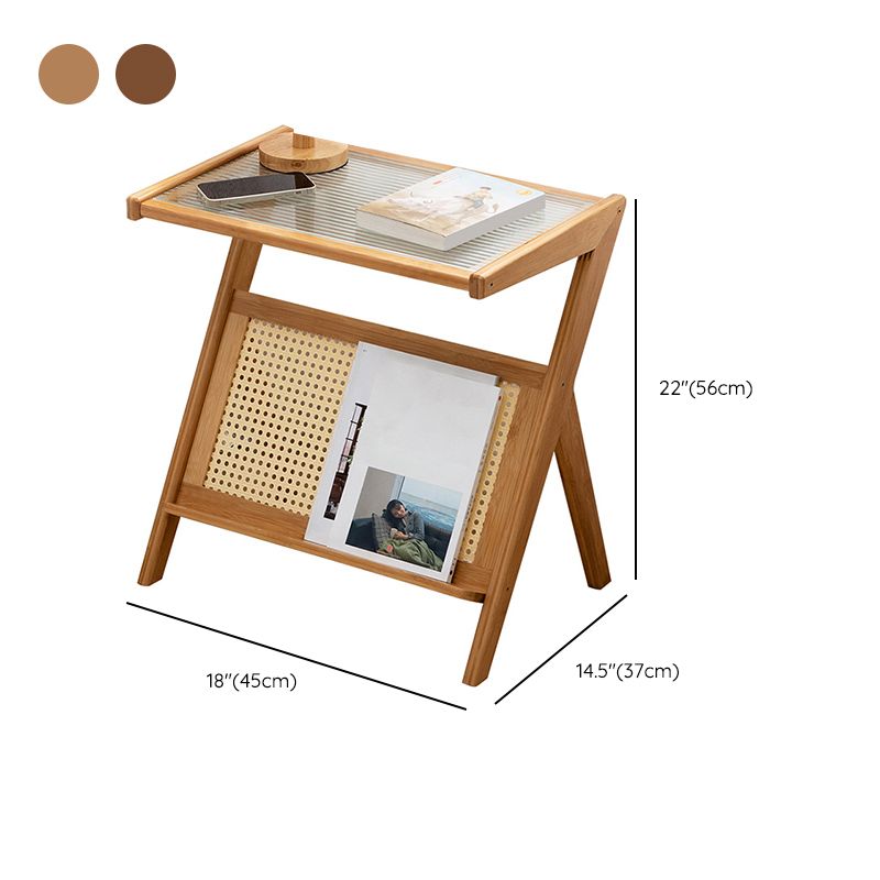 Rustic Abstract Side Table Rectangular Rattan Sofa Side Accent Table