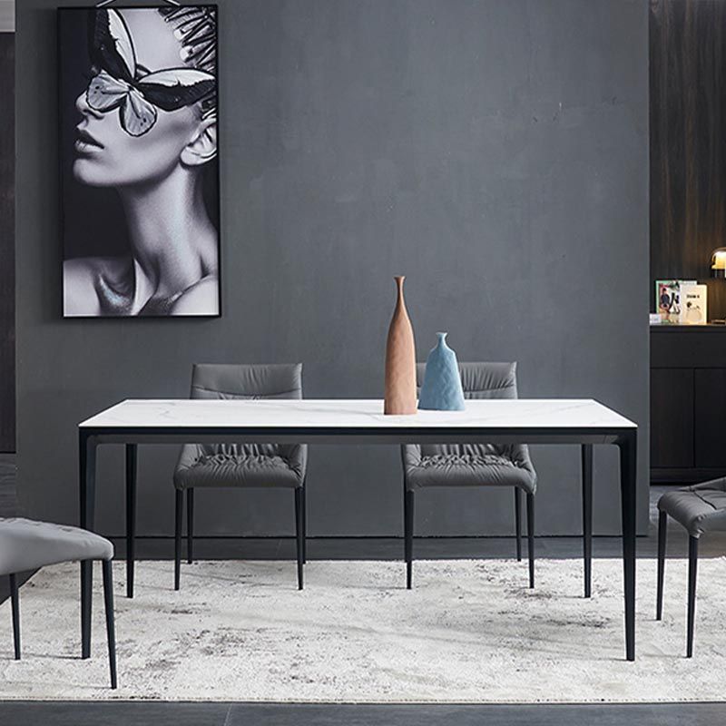 Metal Modern Rectangle Table Sintered Stone Table with 4 Legs Clearhalo 'Dining Tables & Seating' 'Dining Tables' 'dining_table' 'furn' 'furn_dining_table' 'Furniture' 'furniture_dining_table' 'Kitchen & Dining Furniture' 'kitchen' 'kitchen_dining_table' 1200x1200_fc8b3472-1ced-4348-b809-7a0d4423c684