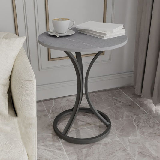モダンスレートラウンドサイドエンドテーブルフレームベースタイプソファテーブル