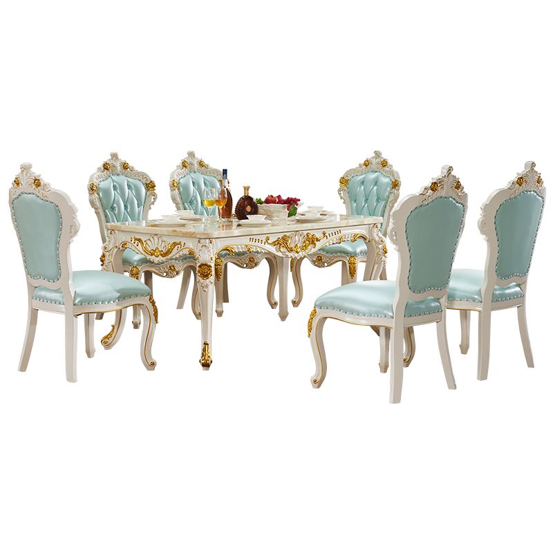 Victorian Style Marble Dining Set with Yellow Table and 4 White Legs Base for Home Use Clearhalo 'Dining Room Sets' 'Dining Tables & Seating' 'dining_room_set' 'furn' 'furn_dining_room_set' 'Furniture' 'furniture_dining_room_set' 'Kitchen & Dining Furniture' 'kitchen&dining_furn' 'kitchen' 1200x1200_fc8ec4db-71cb-466c-9c9c-5b093883ee7c