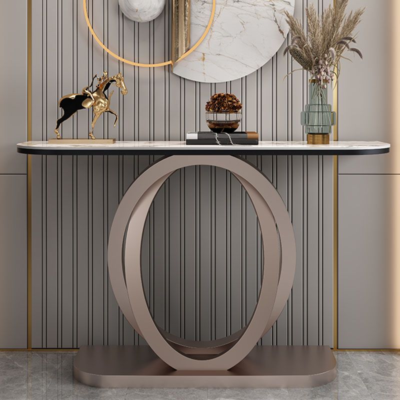 Console a mezza luna di pietra tavolo 1-scaffale 33,46 "tavolo di accento alto per sala