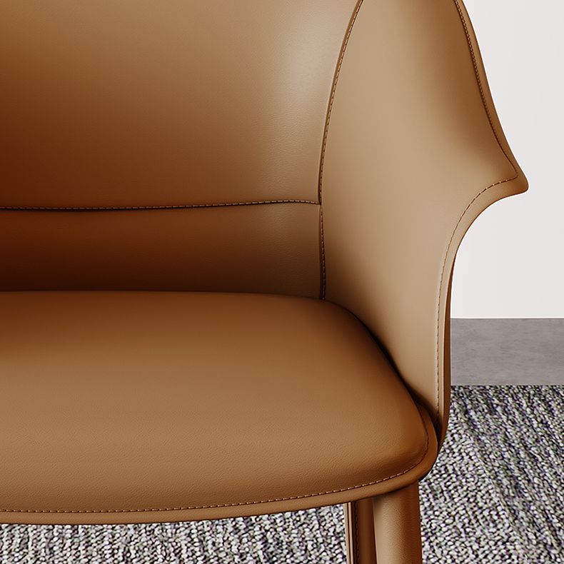 Contemporary Arm Dining Chairs Faux Leather Low Back Dining Side Chair