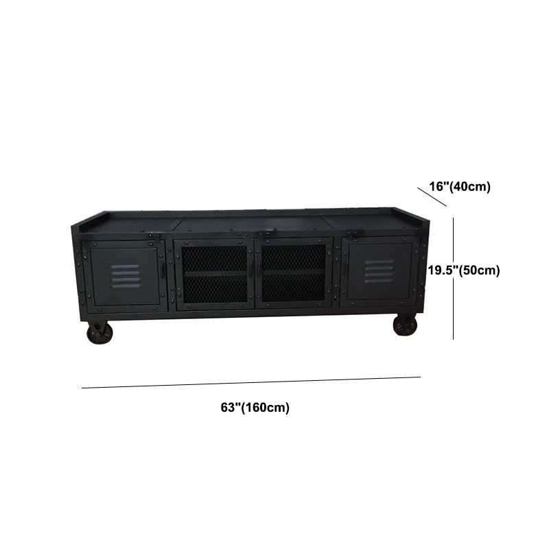 Metal Black TV Cabinet Industrial Style Home TV Stand Console with Casters Clearhalo 'furn' 'furn_tv_stands_entertainment_centers' 'Furniture' 'Living Room Furniture' 'TV Stands & Entertainment Centers' 'TV Stands & Media Storage Furniture' 'tv_stands_entertainment_centers' 1200x1200_fc92c352-e9f1-4933-9fa4-78ea6f5bcf46