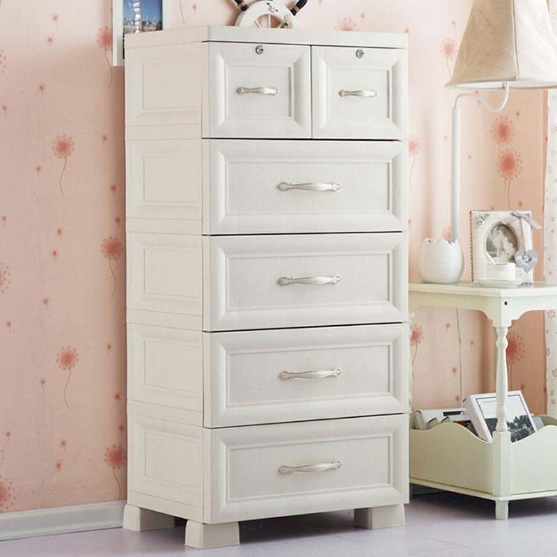Modern Plastic Storage Cabinet for Bedroom Matte Finish Cabinet with 6 Drawers