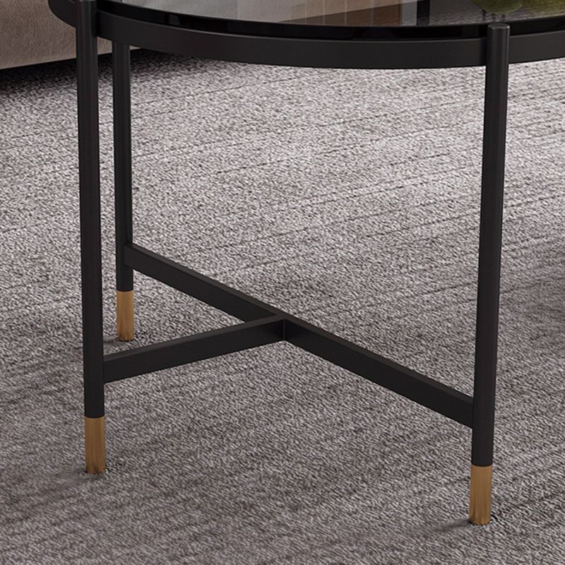 Contemporary Elliptical Glass & Slate Coffee Cocktail Table with Storage Shelf Clearhalo 'Coffee & Accent Tables' 'Coffee Tables' 'coffee_tables' 'furn' 'furn_coffee_tables' 'Furniture' 'Living Room Furniture' 1200x1200_fc959e77-1f7c-4d85-bdbd-b08a26991be6