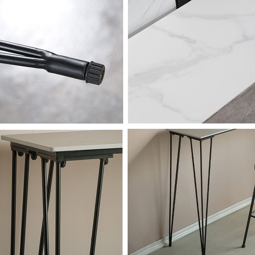 Stone Bar Dining Table Industrial Bar Dining Table with 4 Black Legs Clearhalo 'Bar Furniture' 'Bar Tables' 'bar_tables' 'furn' 'furn_bar_tables' 'Furniture' 'furniture_bar_tables' 'Kitchen & Dining Furniture' 1200x1200_fc97f1b9-15e6-4623-b9a2-1d9b5e67f02c