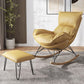 Contemporary Rocking Chair Faux Leather Water Resistant Plain Rocker Chair with Ottoman