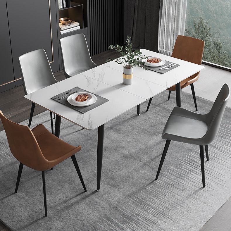 63''L Industrial Sintered Stone Table Extendable Rectangle Dining Table for Kitchen Clearhalo ' dining_table' 'Dining Tables & Seating' 'Dining Tables' 'furn' 'furn_dining_table' 'Furniture' 'furniture_dining_table' 'Kitchen & Dining Furniture' 'kitchen&dining_furn' 'kitchen' 'kitchen_dining_table' 1200x1200_fc9b03ad-63cc-4b43-8a4c-2b2ea439c4e0