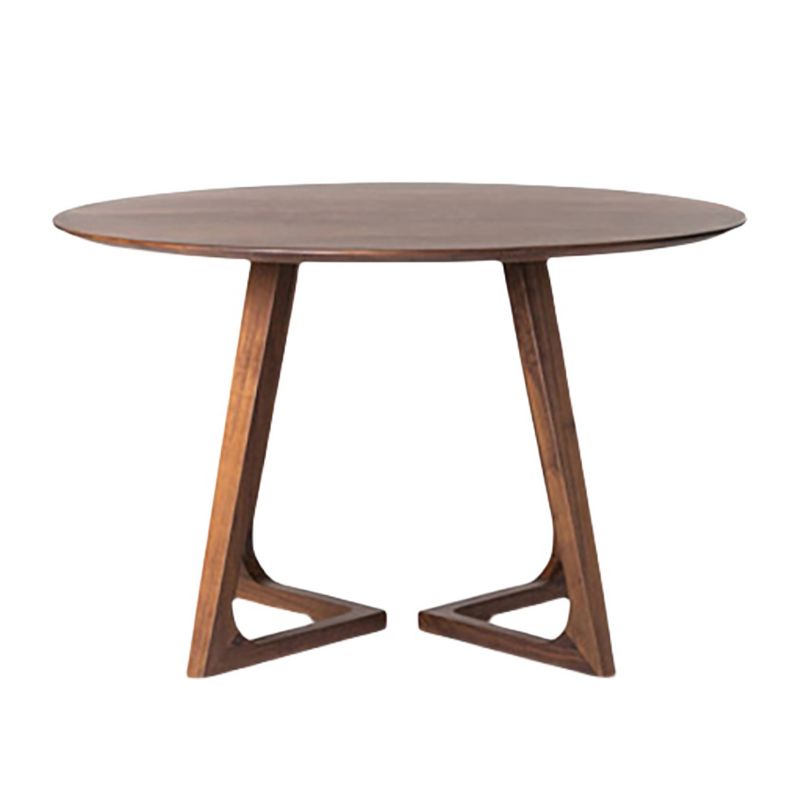 Mesa de comedor redonda de madera maciza de pino, mesa moderna con pedestal doble