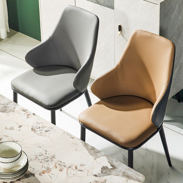 Contemporary Restaurant Leather Armchair Matte Finish Parsons Dining Chair Clearhalo ' kitchen&dining_furn' 'Dining Chairs' 'Dining Tables & Seating' 'dining_chair' 'furn' 'furn_dining_chair' 'Furniture' 'furniture_dining_chair' 'Kitchen & Dining Furniture' 'kitchen' 1200x1200_fc9e4f9d-97ea-4027-a703-5ba51bfbd1cc