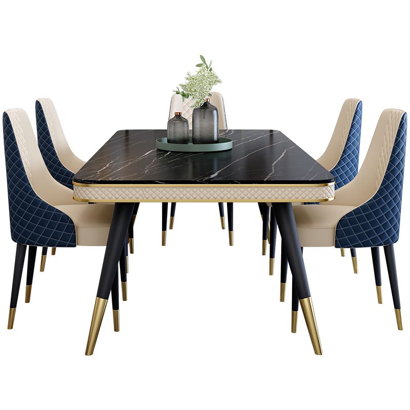 Moderno rettangolo 1/4/5/6/7 pezzi tavolo da pranzo set di gambe nere set di dinette interno