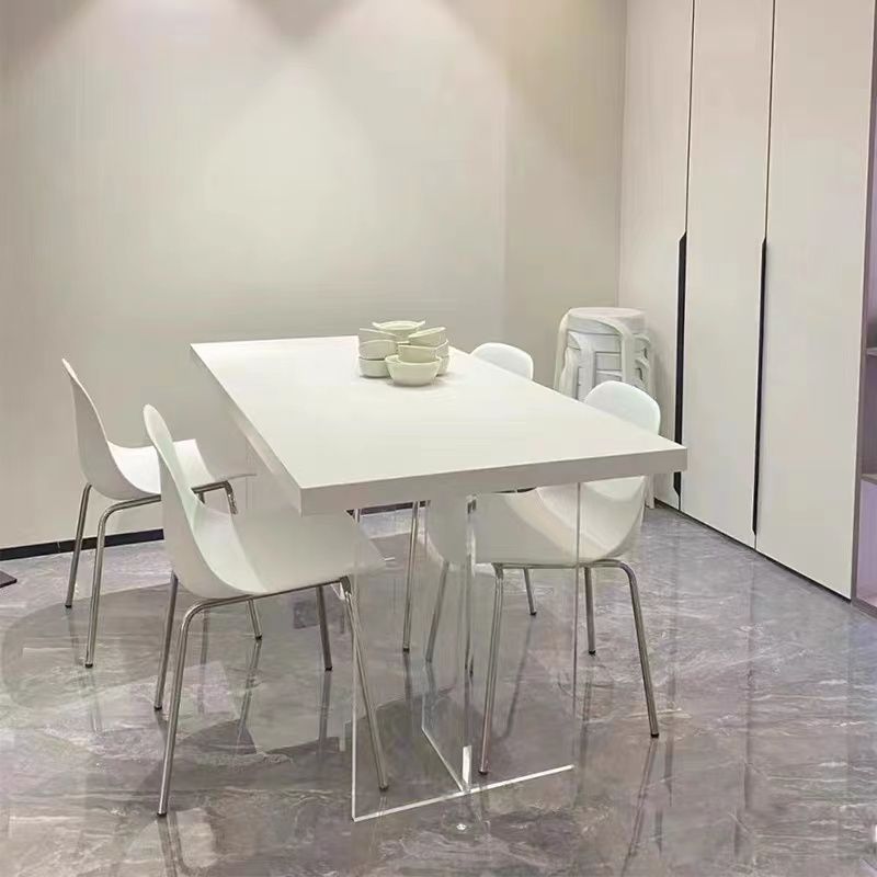 Rectangle Wood Top Dining Table Acrylic Base Modern Dining Table for Living Room Clearhalo 'Dining Tables & Seating' 'Dining Tables' 'dining_table' 'furn' 'furn_dining_table' 'Furniture' 'furniture_dining_table' 'Kitchen & Dining Furniture' 'kitchen' 'kitchen_dining_table' 1200x1200_fc9ef11d-e6a4-4a55-964d-8dff2feafe06
