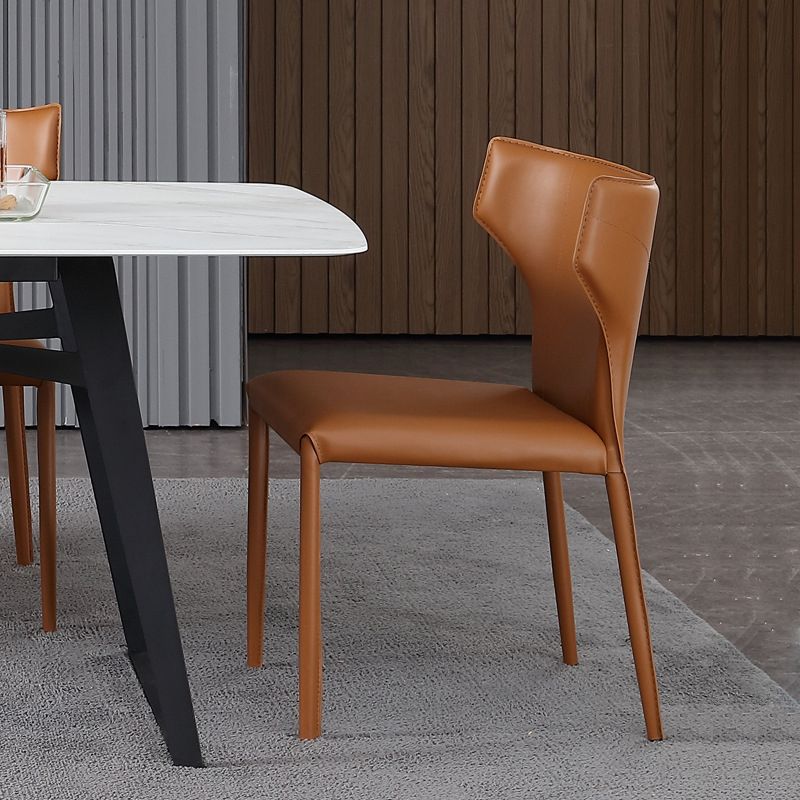 Modern Wingback Side Chair Matte Finish Leather Chair for Dining Room Clearhalo ' kitchen&dining_furn' 'Dining Chairs' 'Dining Tables & Seating' 'dining_chair' 'furn' 'furn_dining_chair' 'Furniture' 'furniture_dining_chair' 'Kitchen & Dining Furniture' 'kitchen' 1200x1200_fca1ff09-c642-4448-817f-a4e622979938