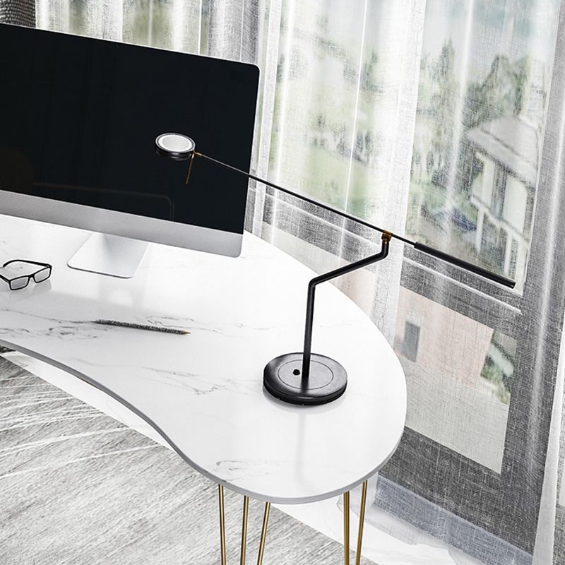 Glam White Curbe Writing Desk Home bureau avec des jambes en métal