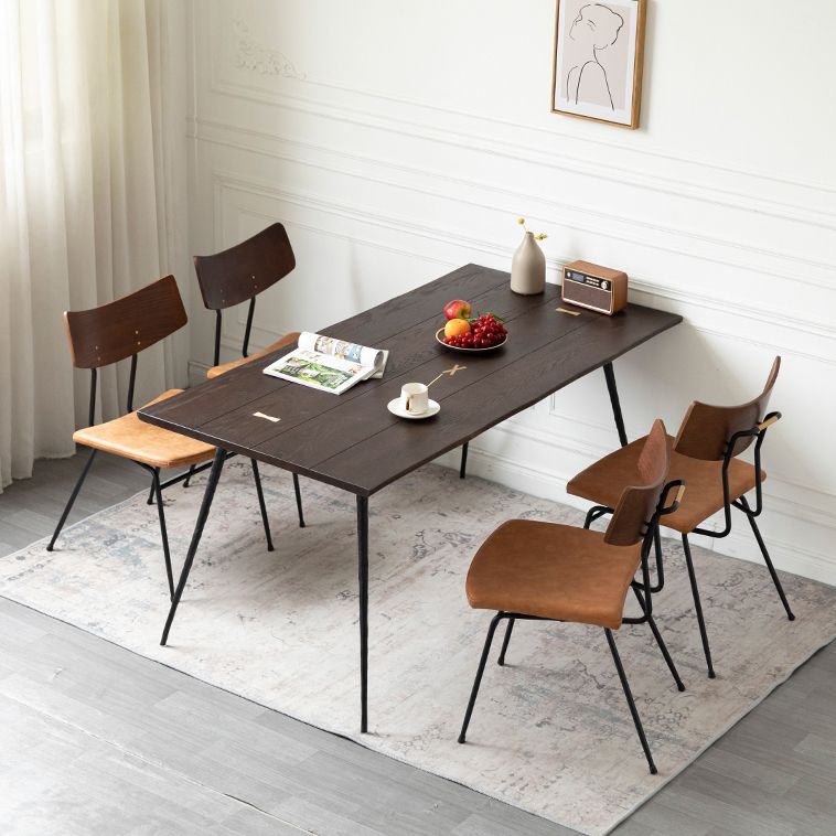 Rectangle Wood Color Dining Table Oak Solid Wood Table Luxury with 4 Legs Clearhalo 'Dining Tables & Seating' 'Dining Tables' 'dining_table' 'furn' 'furn_dining_table' 'Furniture' 'furniture_dining_table' 'Kitchen & Dining Furniture' 'kitchen' 'kitchen_dining_table' 1200x1200_fca5bbe3-9eae-411e-8fd2-236371de5056